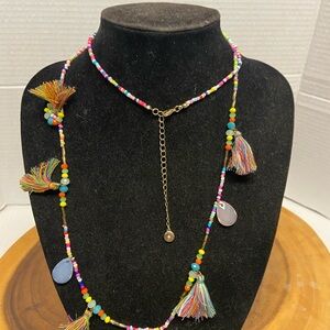 C1946 Layering Boho Hippie Beaded Tasseled Necklace